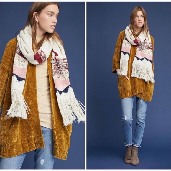 Anthropologie Sweaters - Anthro | Moth Oversized Chenille Cardigan Sweater, Golden Mustard Yellow